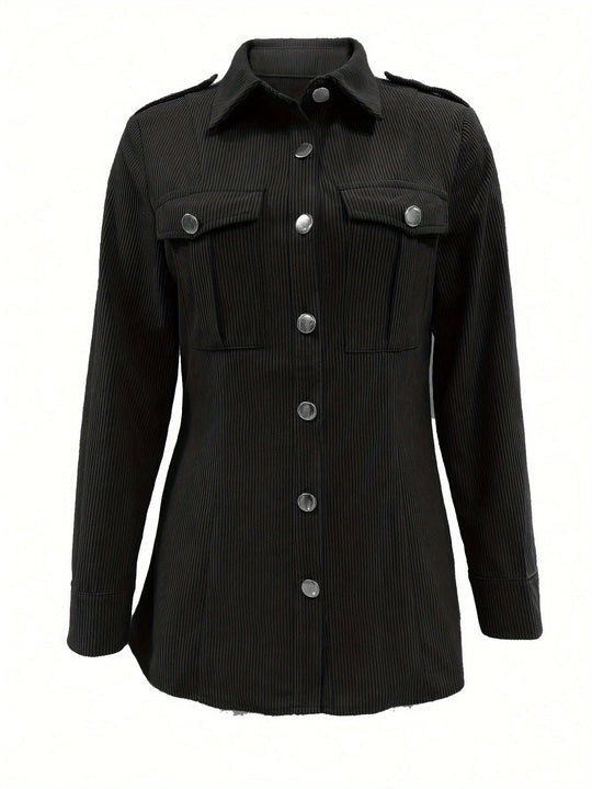 EB | Lete Jacke Aus Cord mit Druckknöpfen Polyester Lässig und Trendy