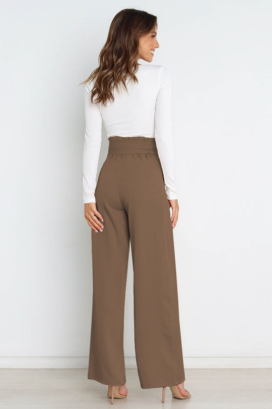 EB | Hohe Taille Paperbag Hose mit Schleifendetail