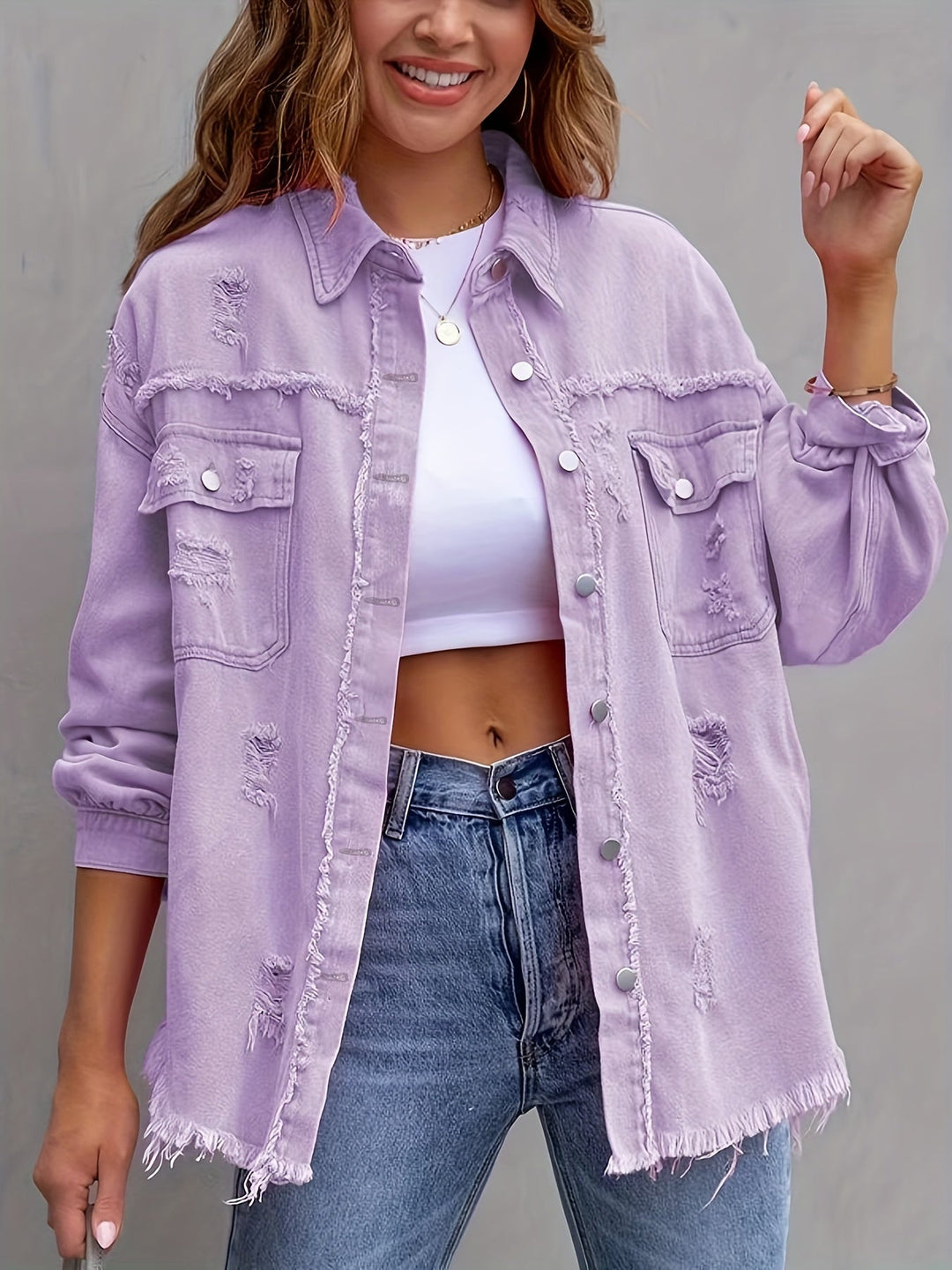 EB | Zerrissene Denimjacke in Übergröße