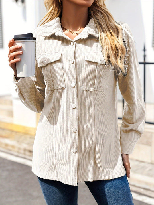 EB | Rippjacke mit Knöpfen Polyester Lässig und Funktional