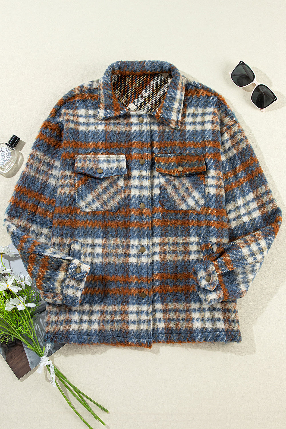 EB | Gitterhemdjacke Im Flanell-look Wollmischung Warm und Trendy