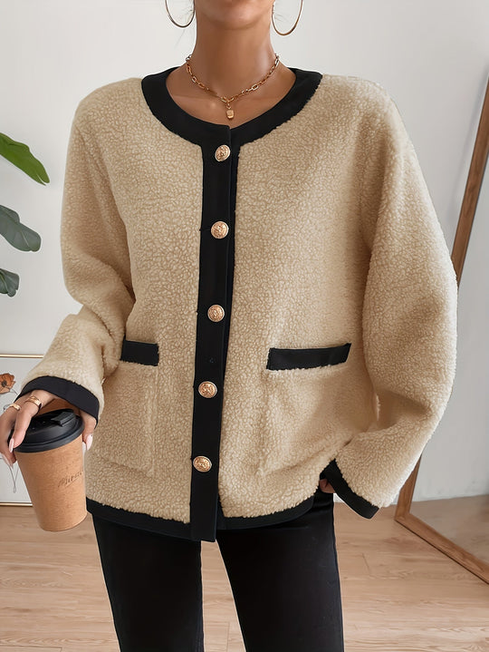 EB | Kurze Jacke mit Kontrastdetails Polyester Stilvoll und Komfortabel
