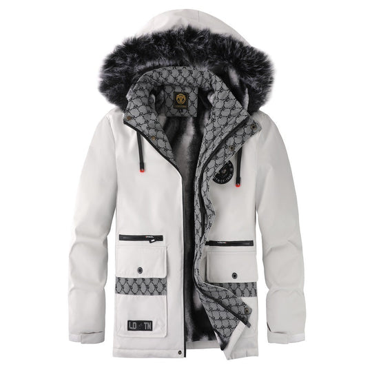 EB | Herrenjacke mit Abnehmbarer, Pelzgefütterter Kapuze