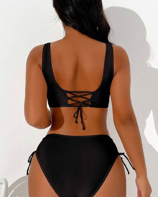 EB |  bikini-badeanzug mit kordelzug und schnürung hinten