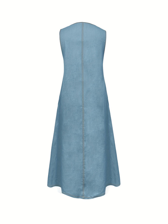 EB | Jeanskleid Plus Size, Locker, Sommer Midi Kleid mit Baumwoll-Mischung