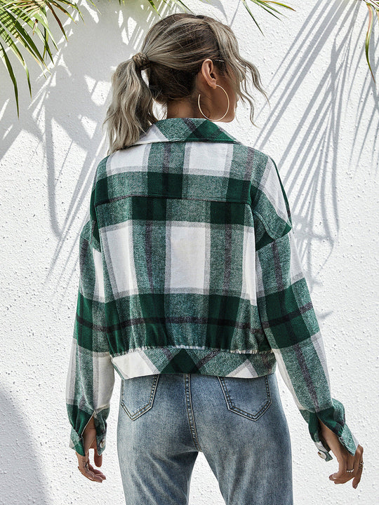 EB | Karo Gefallen Schulter Shirtjacke