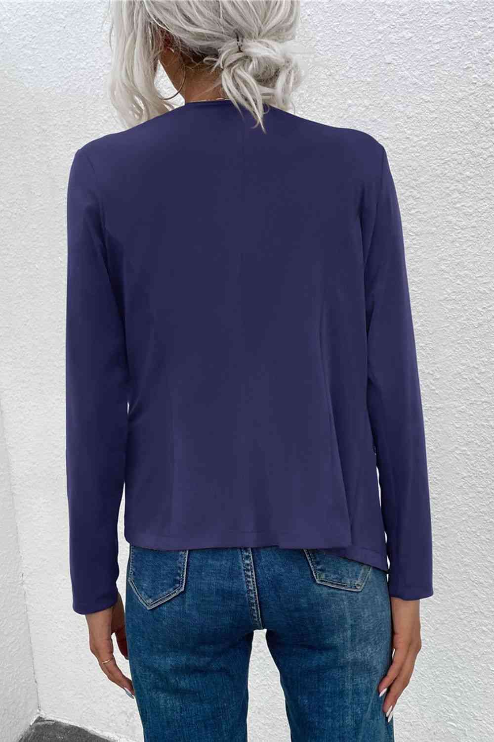 EB | Offene Frontreißverschluss-Taschen-Cardigan