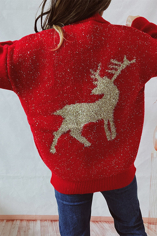 EB | Weihnachtsmuster Gestrickter Rundhalsausschnitt Langarmpullover