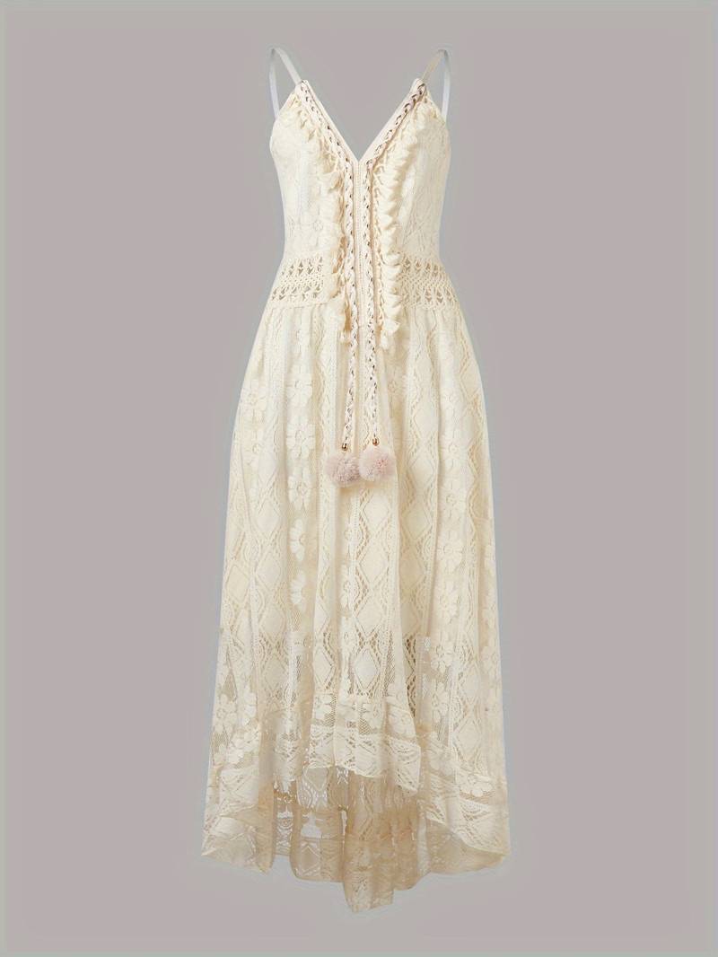 EB – boho-maxi-sommerkleid mit spaghettiträgern und v-ausschnitt