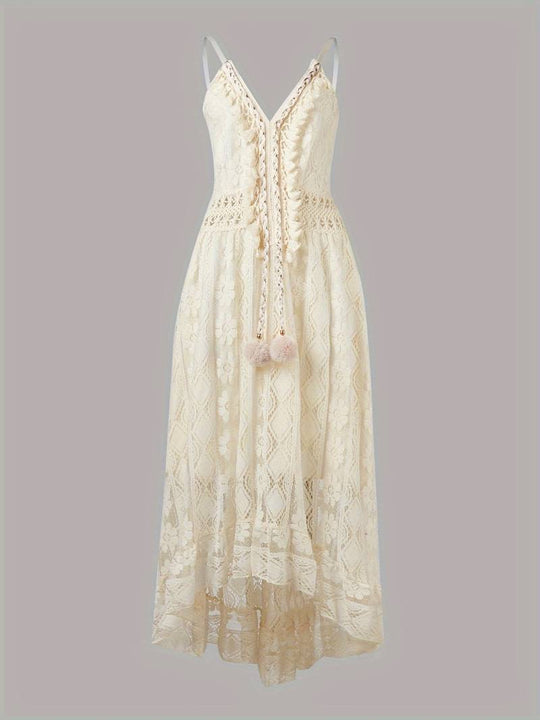 EB – boho-maxi-sommerkleid mit spaghettiträgern und v-ausschnitt