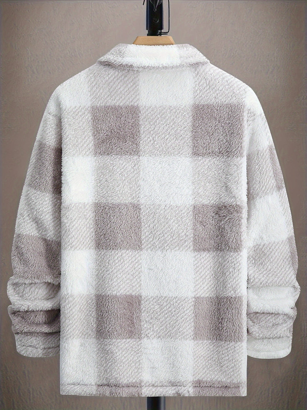 EB | Karierte Shirtjacke Aus Plüsch Polyester Weich und Warm