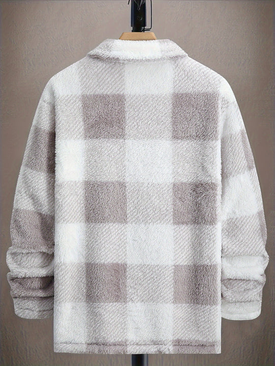 EB | Karierte Shirtjacke Aus Plüsch Polyester Weich und Warm