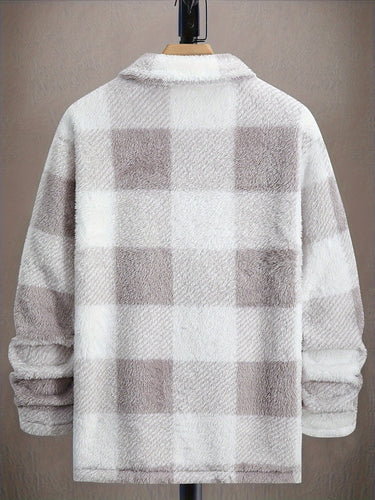 EB | Karierte Shirtjacke Aus Plüsch Polyester Weich und Warm