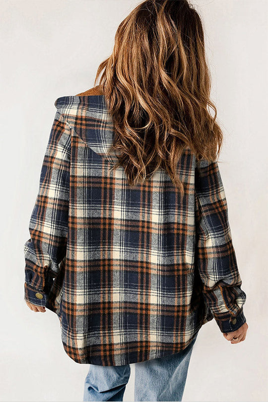 EB | Knopf Sherpa gefütterte Kapuzen-Flanelljacke