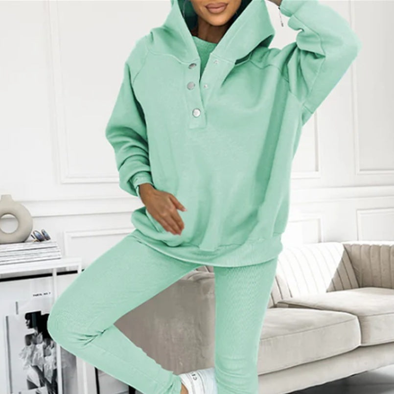 EB | 3-Teiliges Damen-Sportanzug mit Lockerem Kapuzenpullover und Slim-Hosen