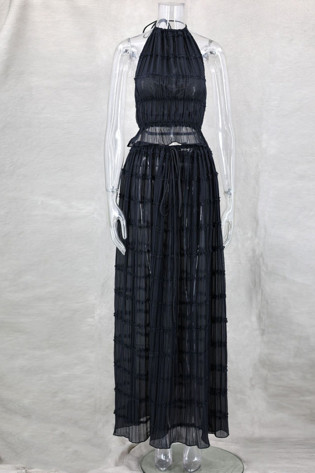 EB | Neckholder Spitzenweste langes Kleid Set