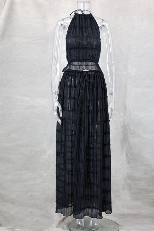 EB | Neckholder Spitzenweste langes Kleid Set