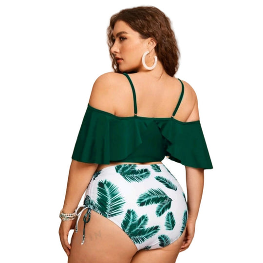 EB | Großer geteilter Bikini mit Kordelzug und Rüschen
