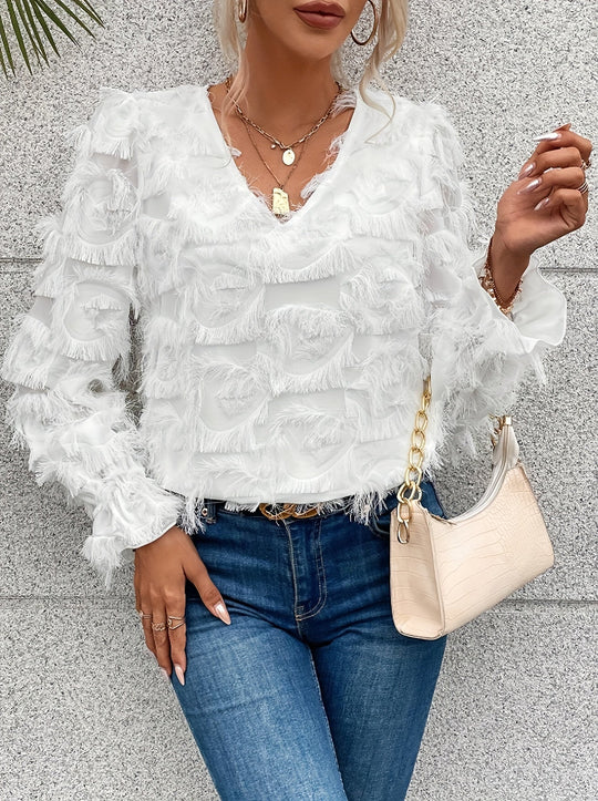 EB | Elegantes Top mit Fransen-details Polyester Stilvoll und Bequem