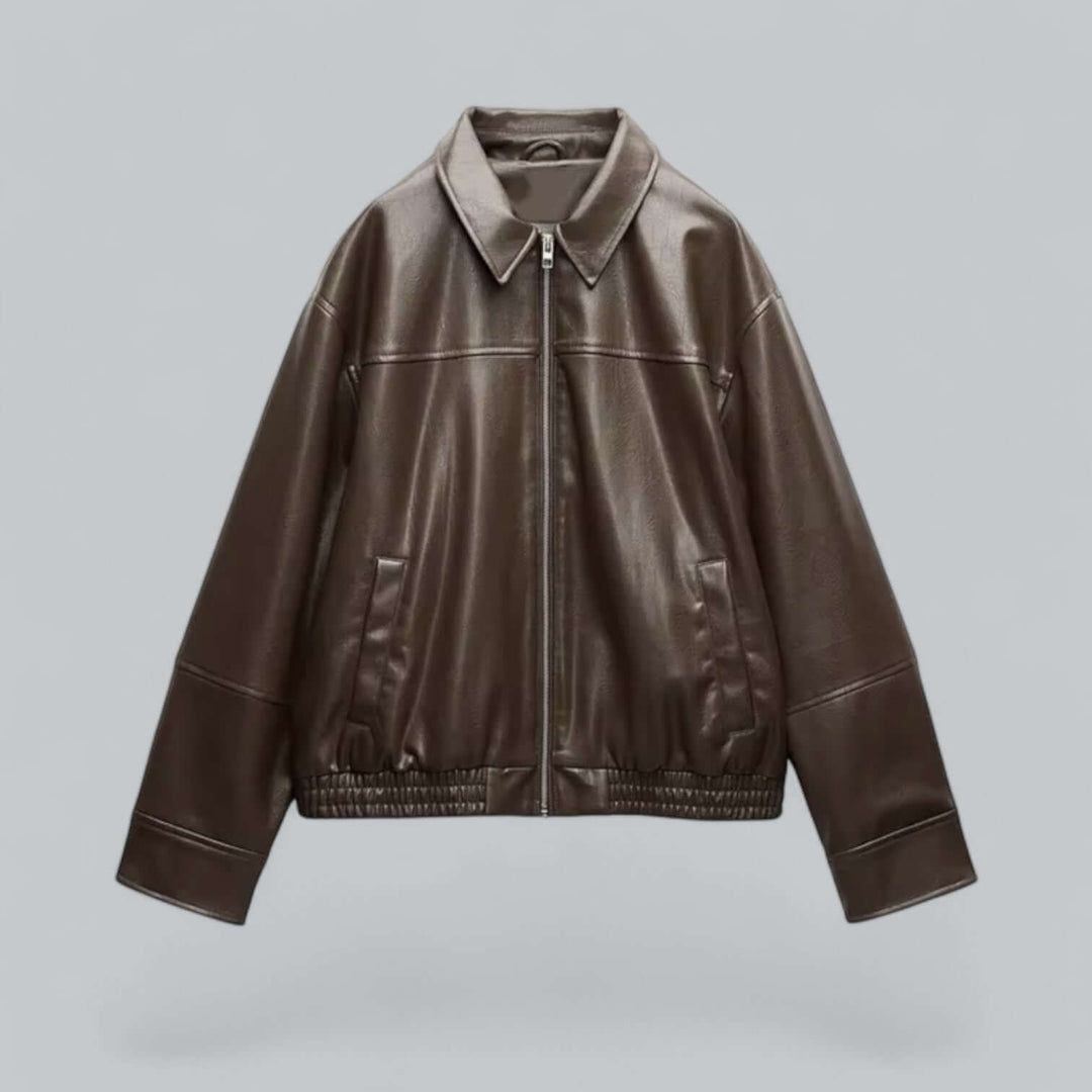 EB | Damen Vintage Stil Kunstlederjacke
