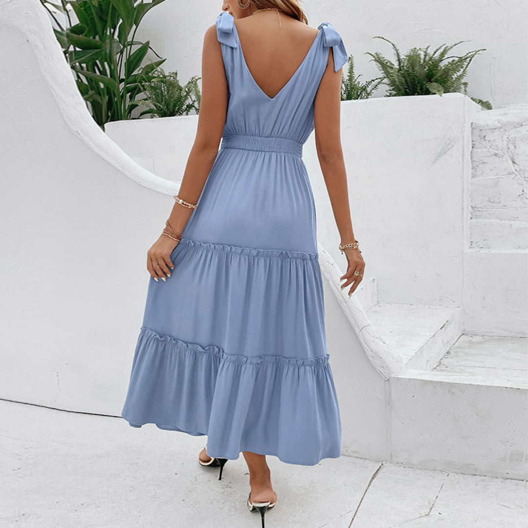 EB | Solide Farbe Strumpfhalter Pilz Rand hohe Taille Kleid