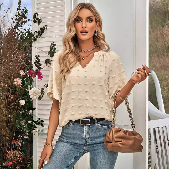 EB | Damen V-Ausschnitt einfarbig Haarball Top Damen