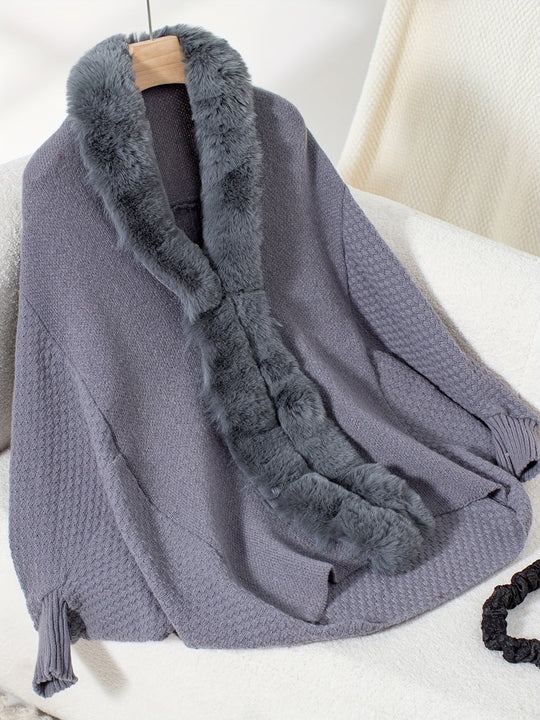 EB | Faux Fur Cardigan mit Schal Kragen Akryl Warm und Elegant