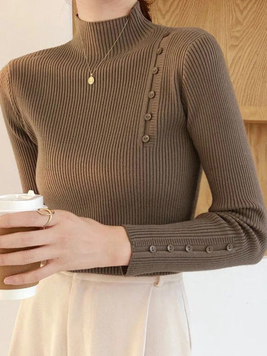 EB | Eleganter Pullover mit Zierknöpfen und Stehkragen