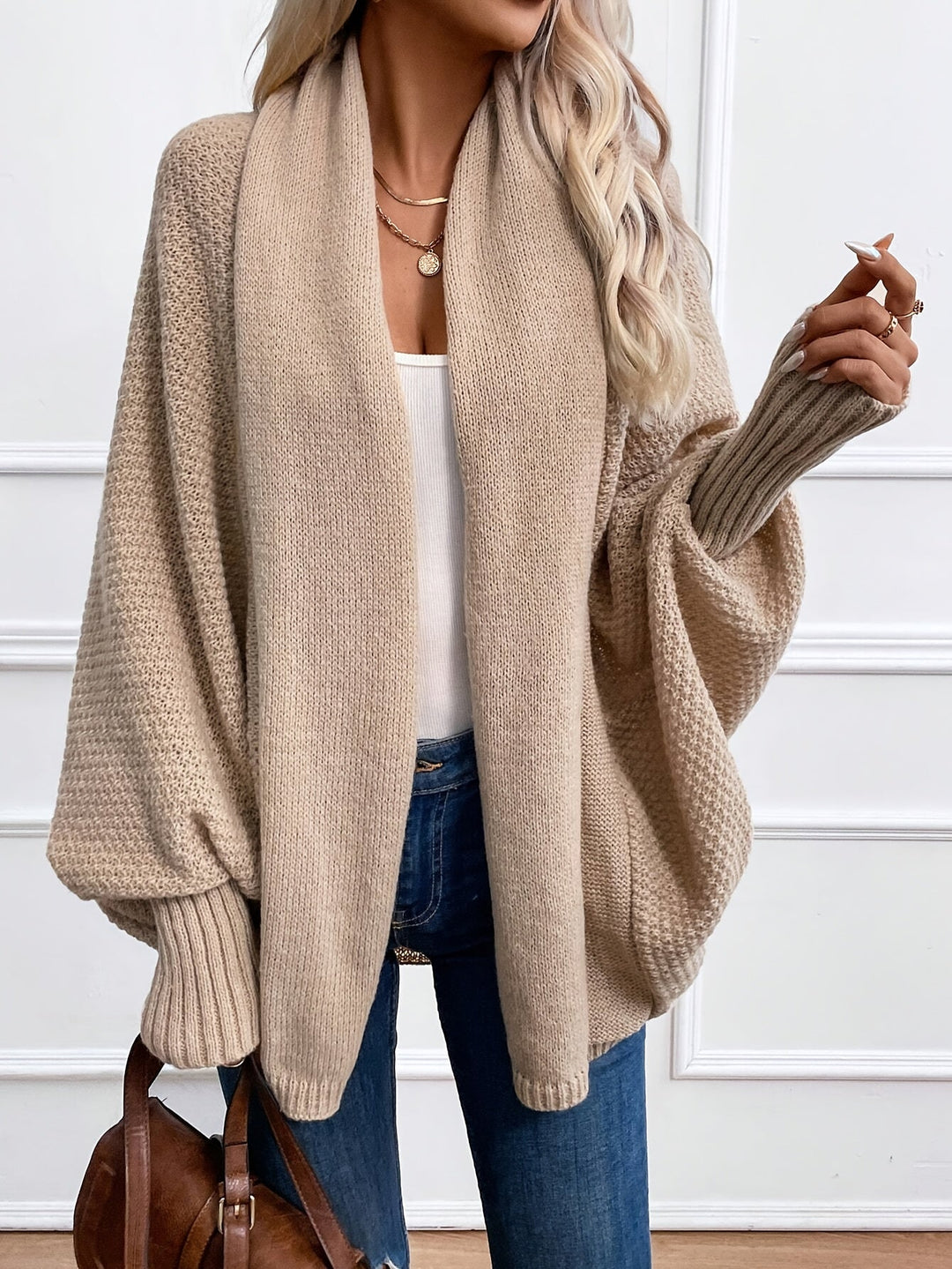 EB | Cardigan mit Übergrößenärmeln Acryl Warm und Bequem