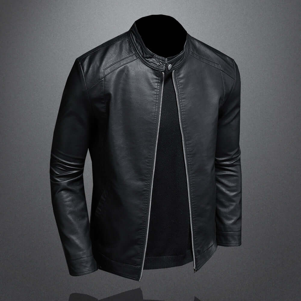 EB | Klassischer Stil Kunstleder Bikerjacke für Männer