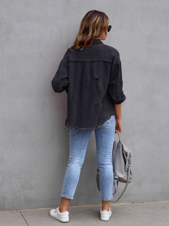 EB | Distressed Drop Shoulder Denimjacke