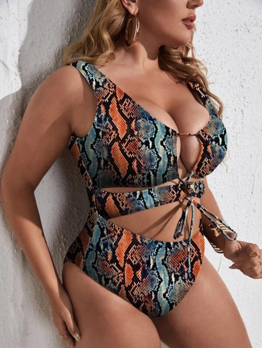 EB | Großer einteiliger Bikini mit Leopardenmuster