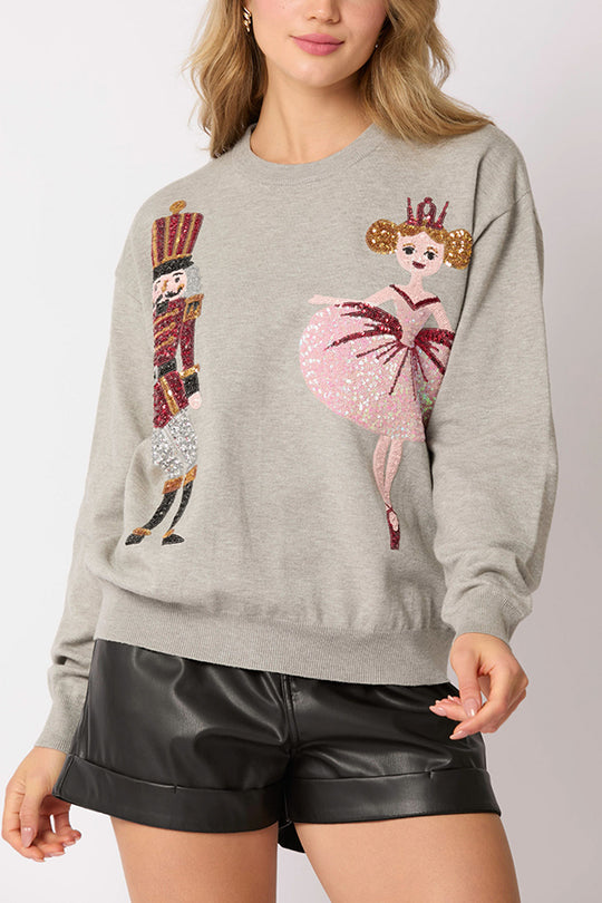 EB | Weihnachtssoldat Pailletten Mode Lässiger Sweatshirt