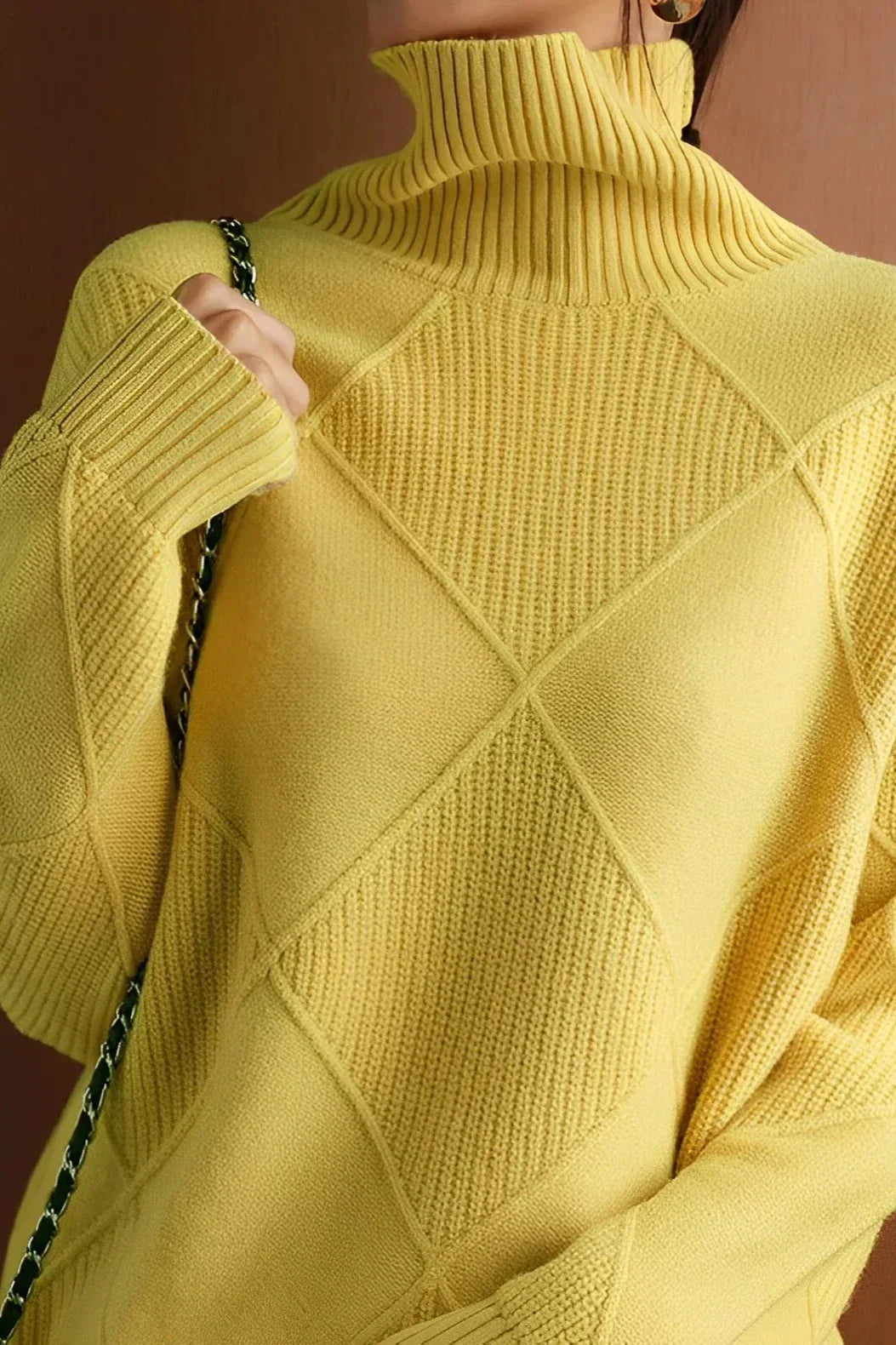 EB | Pullover - Damen Diamant Strick Rollkragenpullover