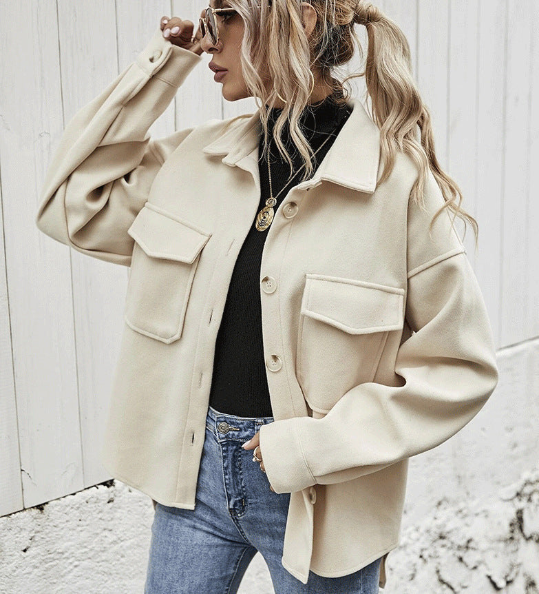 EB | Jacke Oversized Fit Weiche Texturierte Qualität Knopfverschluss Große Taschen