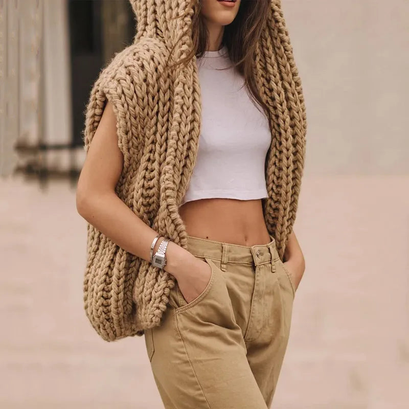 EB | übergroßer Strick-Hoodie-Pullover