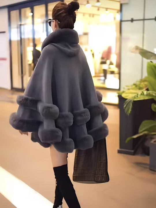 EB | Oversized Furry Cape Jacke für Frauen
