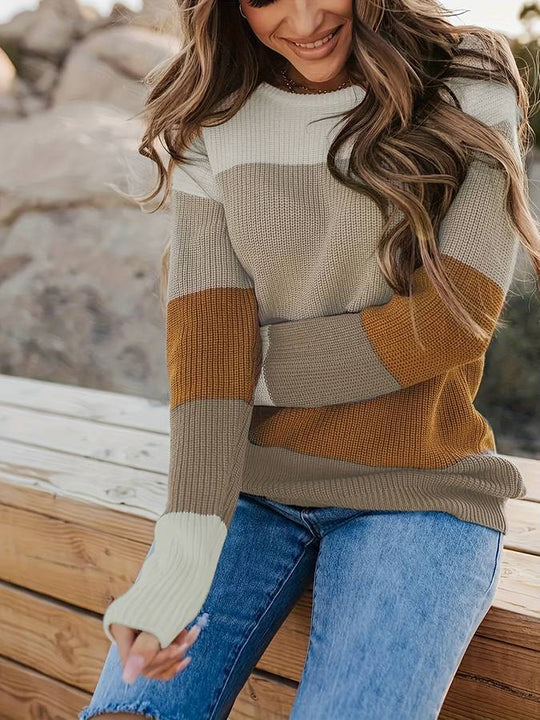 EB | Stilvoll Gestreifter Strickpullover für Frauen