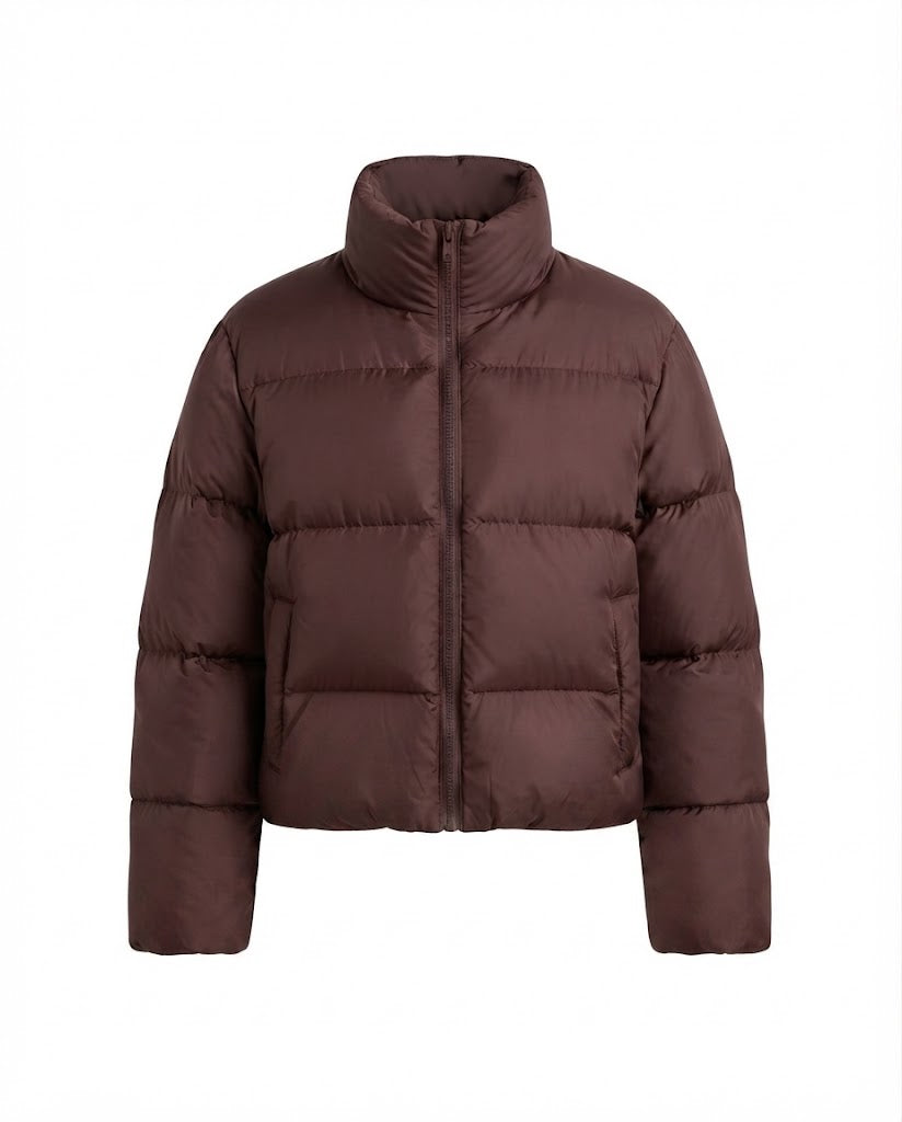 Damen nan ultraleichter kapuzenloser Oversize-Puffer mit hohem Stehkragen, geräuscharmer Außenhülle und thermoisolierender Wattierung EB