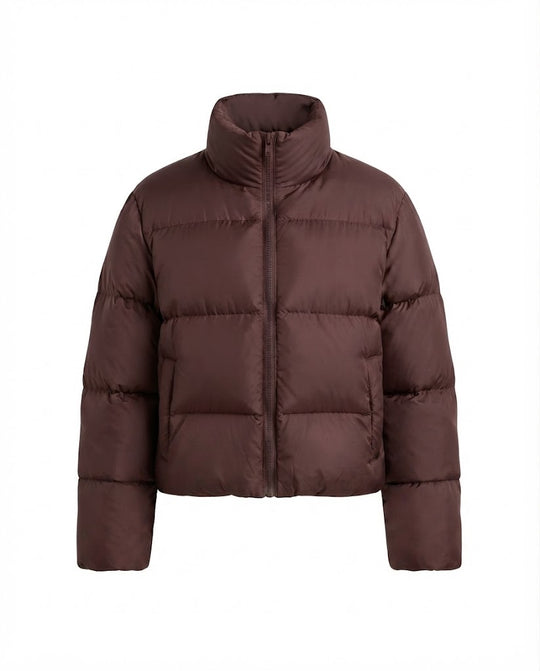 Damen nan ultraleichter kapuzenloser Oversize-Puffer mit hohem Stehkragen, geräuscharmer Außenhülle und thermoisolierender Wattierung EB