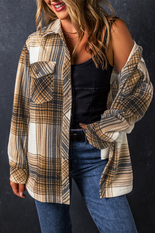 EB | Lang Karierte Shirtjacke Baumwollmischung Zeitlos und Vielseitig