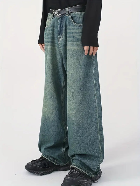 EB | Weinlese Upcycle Baggy Jeans Mit Ausgebleichtem Effekt