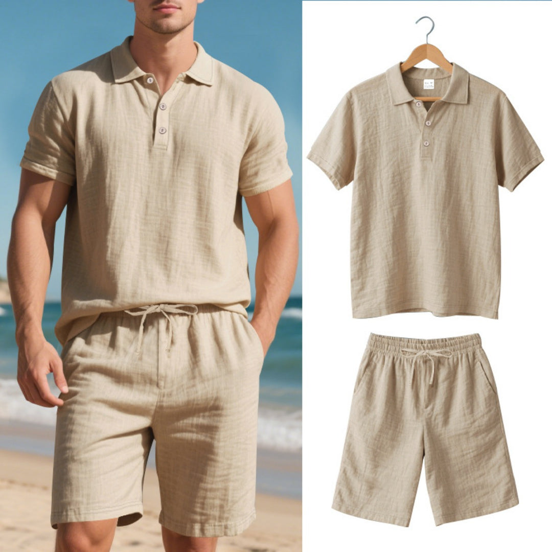 EB | Kurzärmliges Poloshirt und Shorts Strandanzug