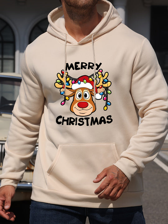 EB | Weihnachtskapuzenpullover mit Rentierdruck Polyester Frohe Weihnachten Design