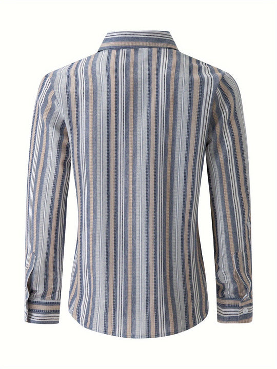 EB | Gestreiftes Baumwoll Leinen Herrenhemd für Entspannte Looks
