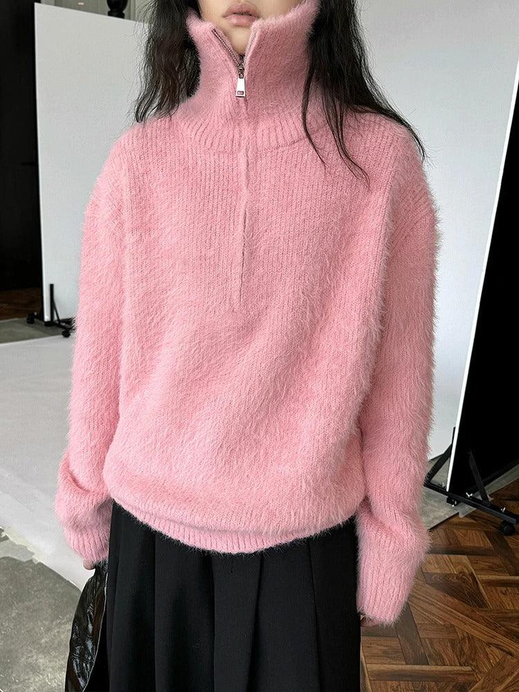 EB | Flauschiger Pullover mit Reißverschluss