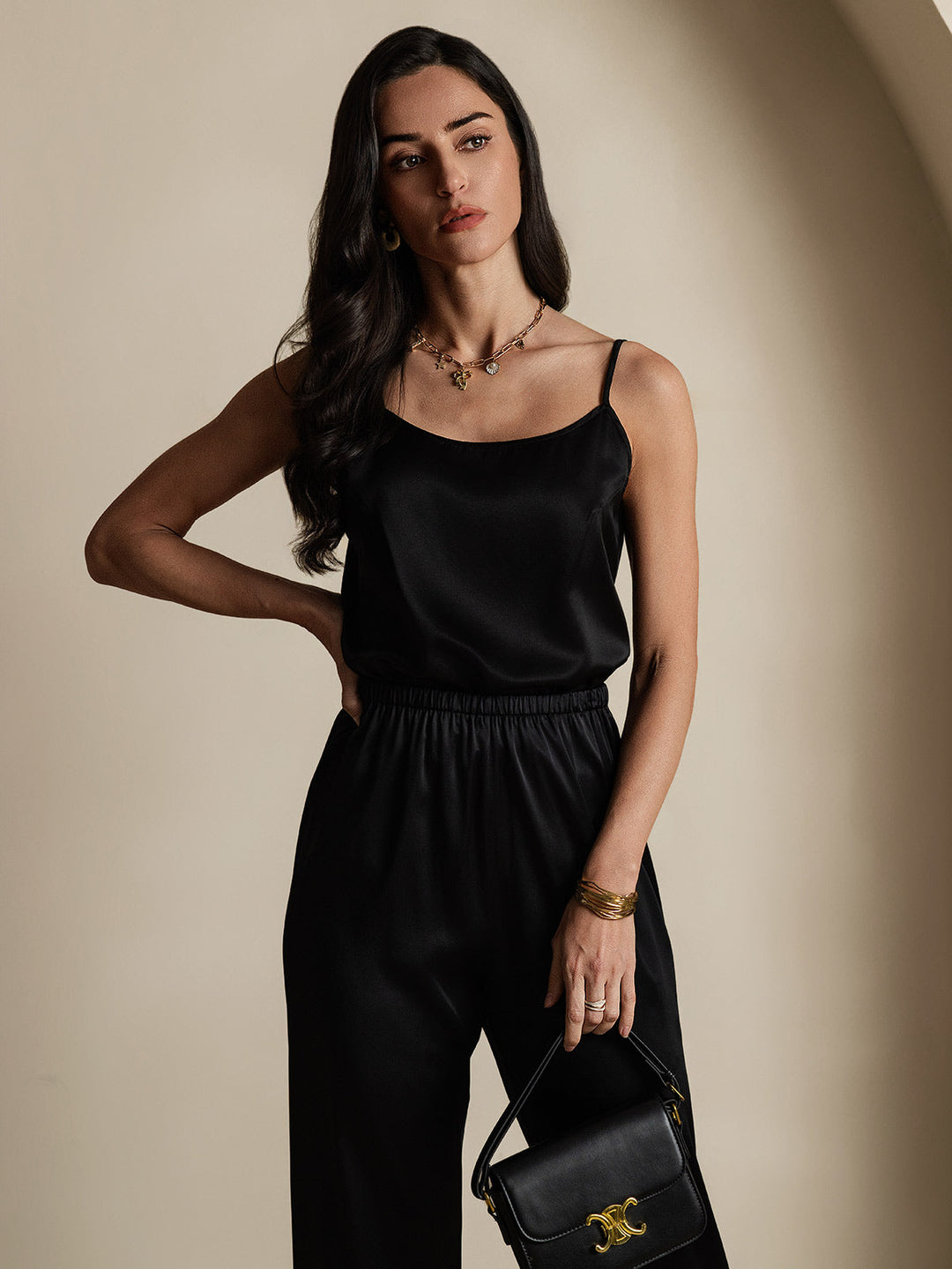 EB | Seide Entspannt Spaghettiträger Camisole Top