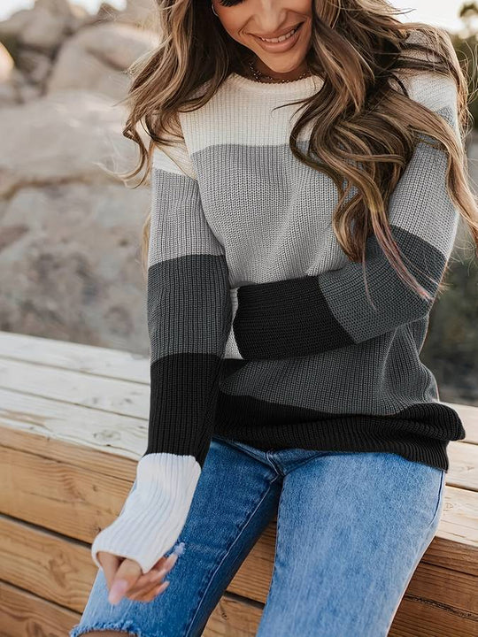 EB | Stilvoll Gestreifter Strickpullover für Frauen