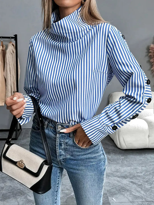 EB | Stylische Gestreifte Bluse Aus Baumwolle