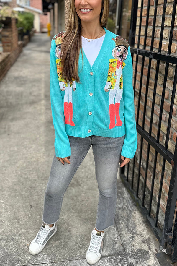 EB | Weihnachtsnussknacker Pailletten Freizeit Strickjacke
